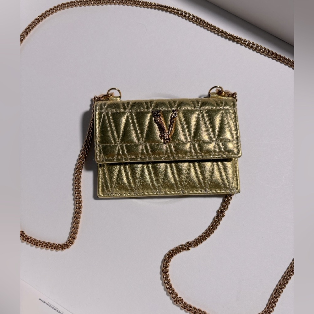 Versace cardholder with gold chain/cross body style